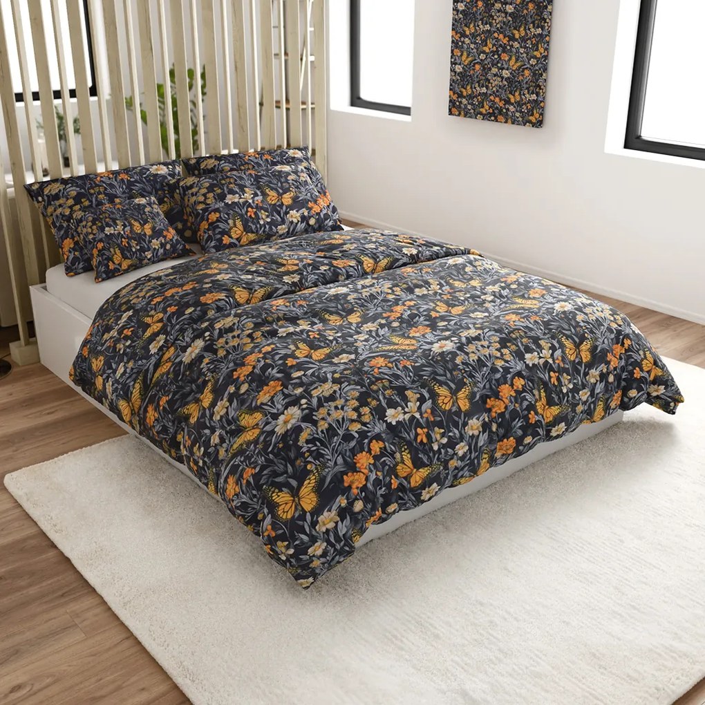 Obliečky z mikrovlákna BUTTERFLY GARDEN modro sivé Rozmer obliečky: 70 x 90 cm | 140 x 200 cm