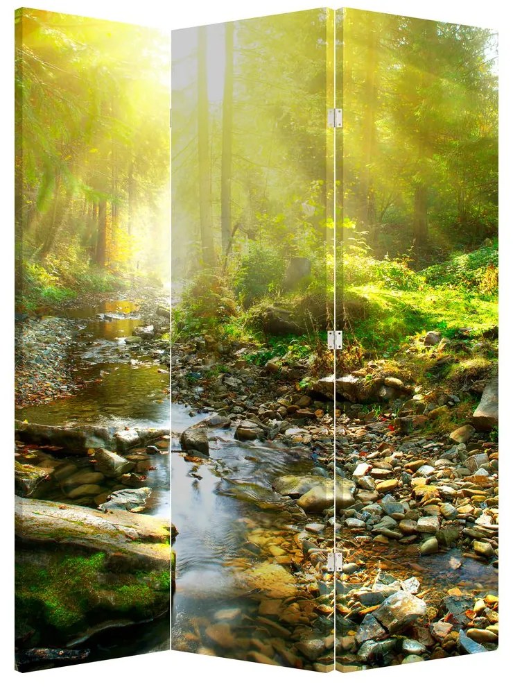 Paraván - Rieka v zelenom lese (126x170 cm)