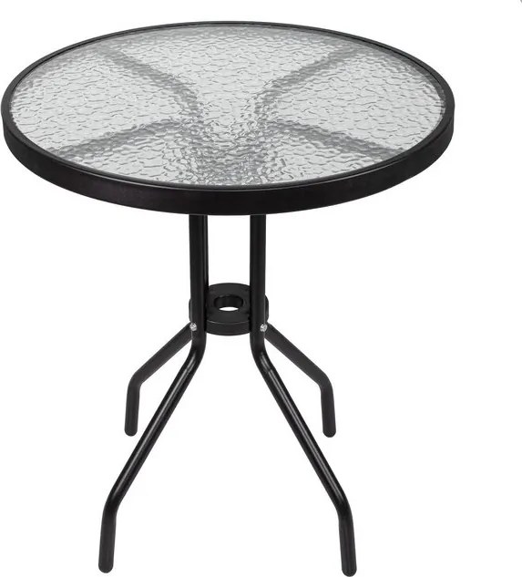 Kovová záhradná súprava Springos – 2 stoličky a stôl so sklenenou doskou