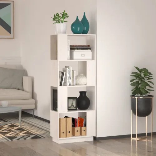 vidaXL Knižnica/deliaca stena biela 51x25x132 cm masívna borovica-