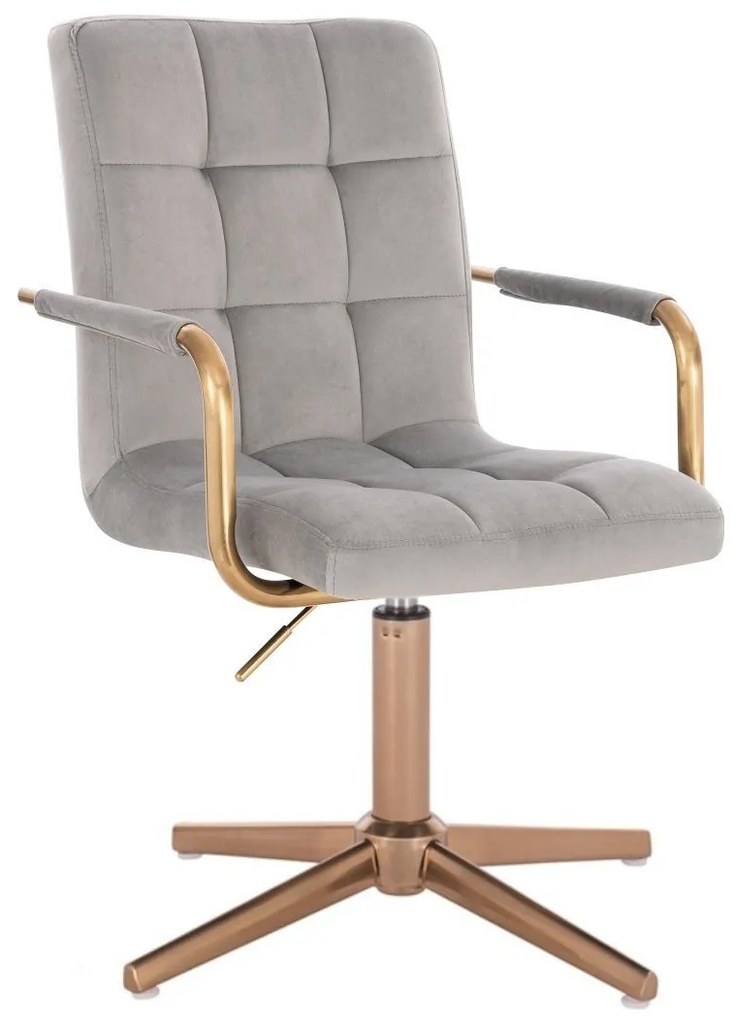 LuxuryForm DESIGN Otočná stolička VERONA GOLD VELUR na zlatom kríži - svetlo šedá