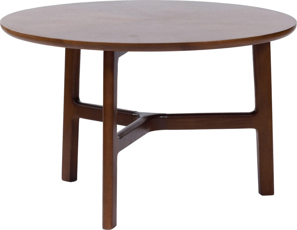 Mazzoni BELLUNO Prírodný orech (tmavohnedá) - DREVENÝ KONFERENČNÝ STOLÍK Ø65 cm OKRÚHLY MODERN CLASSIC