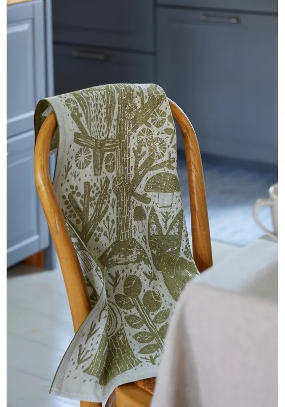 Ľanová utierka Metsikkö 46x70, olivovo-biela