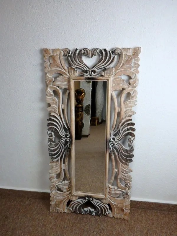Zrkadlo SIRENE hnedá mix, 120x60 cm, exotické drevo, ručná práca