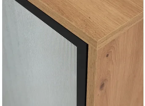 Zostava nábytku do obývacej izby Brulpin III, Osvetlenie: osvetlenie LED biele, Farby: dub artisan / čierny