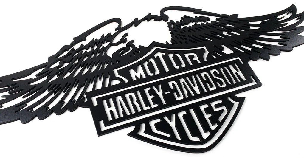 Veselá Stena Drevená nástenná dekorácia Harley Davidson orol čierny