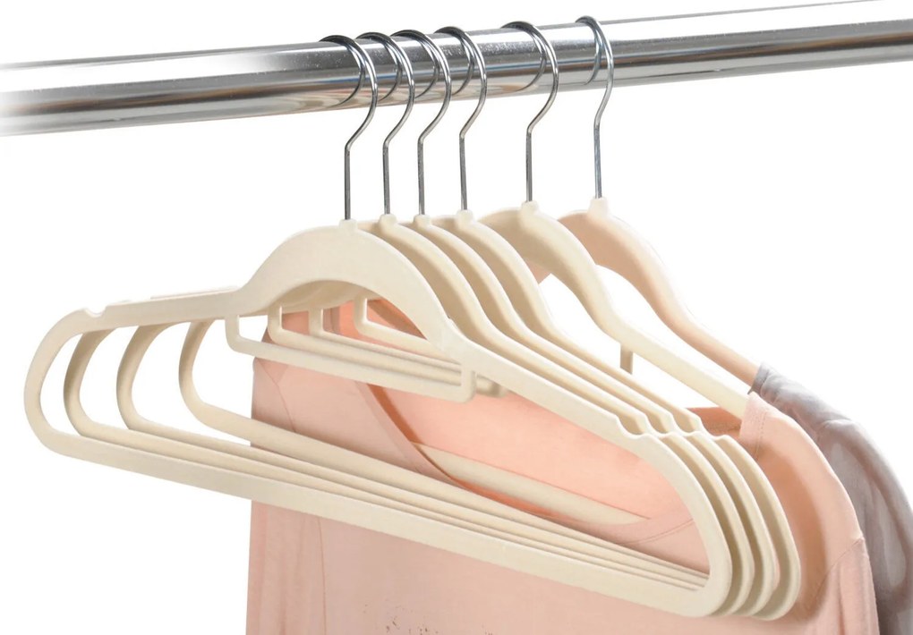 Kesper Vešiaky protišmykové, sada 6 ks, semišové krémové