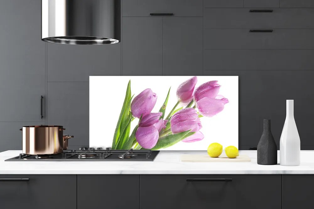 Sklenený obklad Do kuchyne Tulipány kvety rastlina 120x60 cm