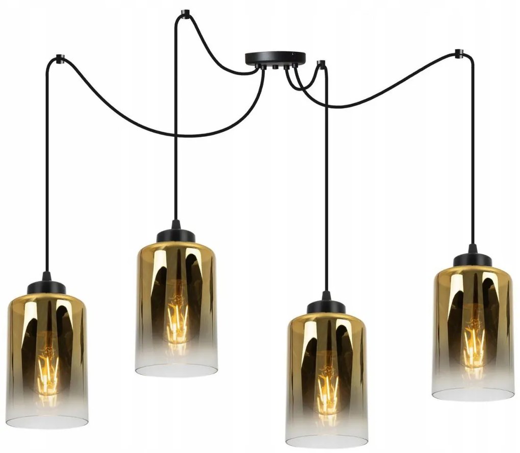 Závesné svietidlo Hella Spider, 4x sklenené tienidlo (mix 3 farieb)