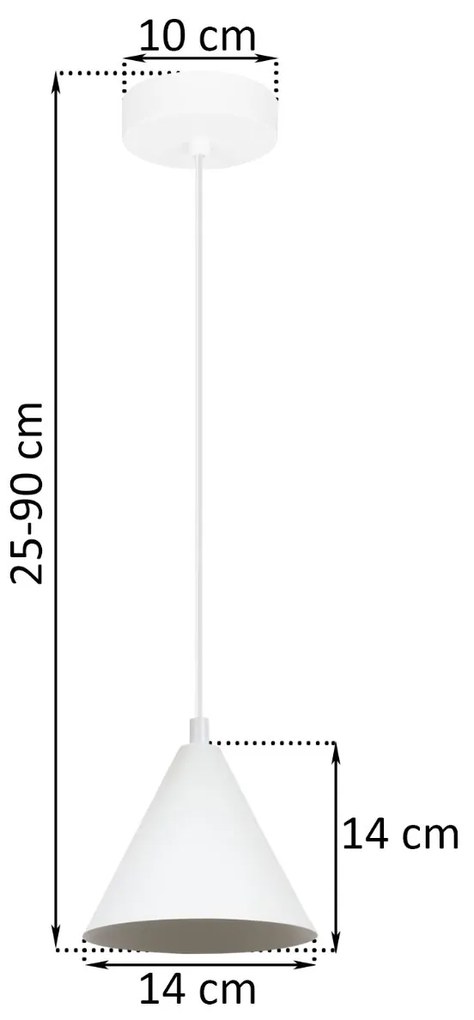Závesné svietidlo Soho, 1x biele kovové tienidlo, (fi 14cm)