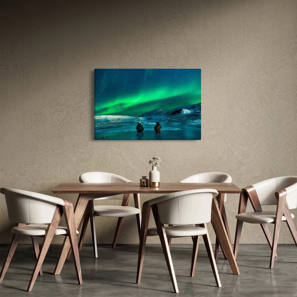 Obraz ľudí a polárna žiara (90x60 cm)