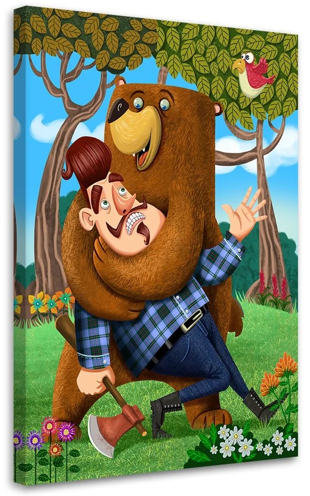 Gario Obraz na plátne Medveď a drevorubač - Gustavo Gabriel San Martin Rozmery: 40 x 60 cm