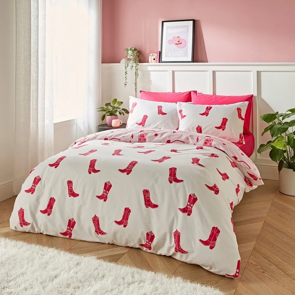 Ružové obliečky na jednolôžko 135x200 cm Cowgirl Boot – Sassy B