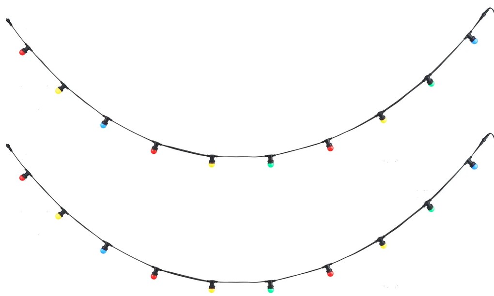 Pripojiteľné čierne girlandové osvetlenie so zástrčkou 10 m vrátane 20 žiaroviek E27 IP44 - Lubber