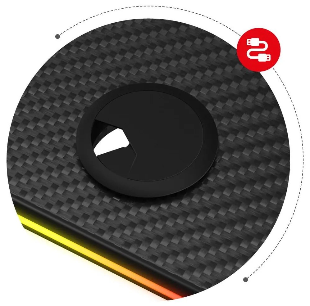 Elektricky nastaviteľný PC stolík Hyperion 8.2 (čierna + viacfarebná) (s LED osvetlením). Akcia -21%. Vlastná spoľahlivá doprava až k Vám domov. 1087526