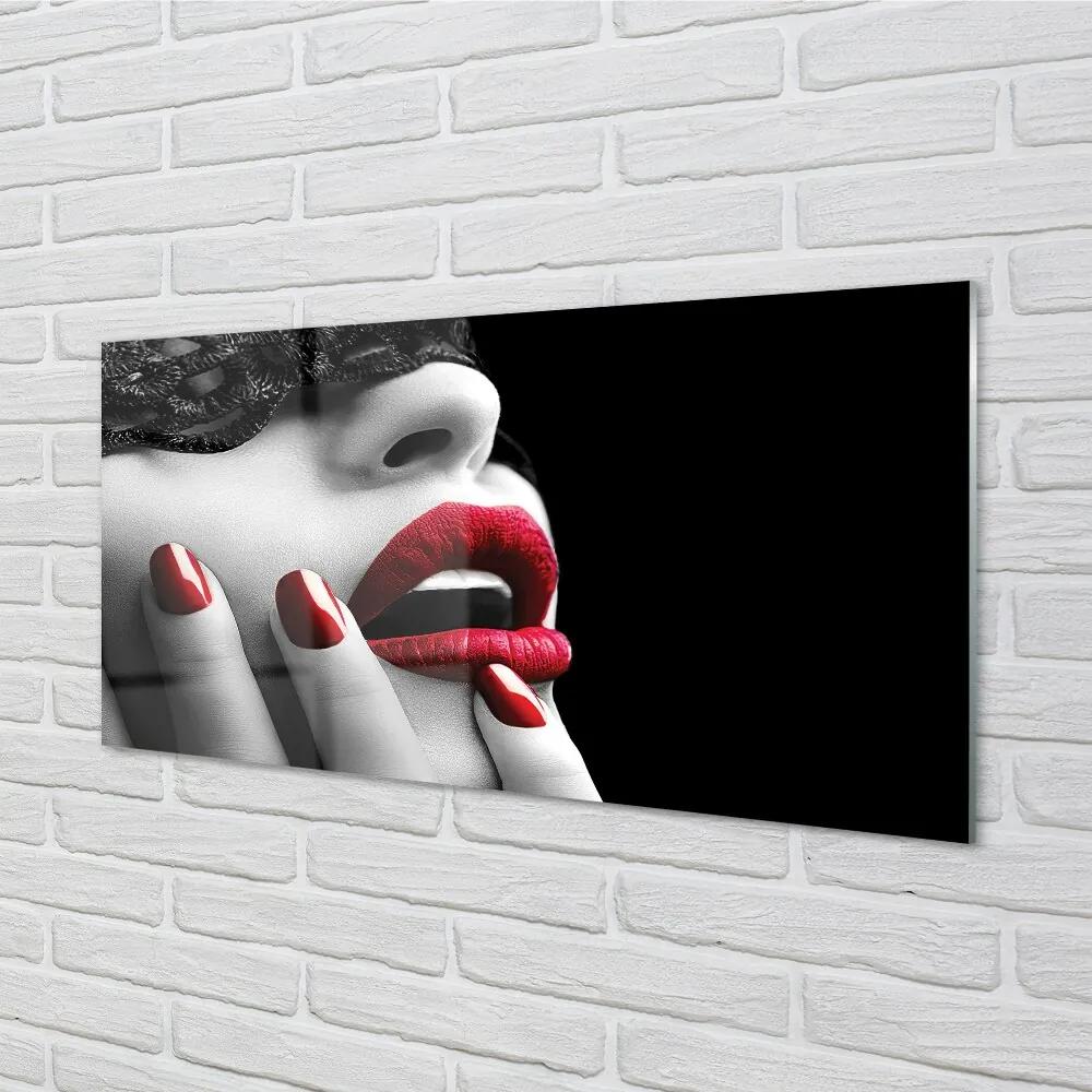 Obraz na skle Ženské pery nechty 120x60 cm