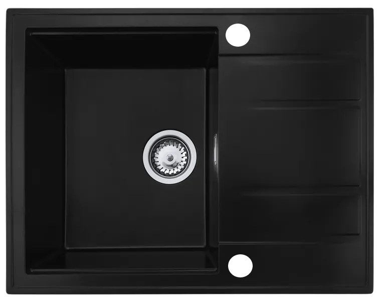 Gamma Modern 6550, 1-komorový granitový drez 650x500x210 mm s krátkym odkvapkávačom, čierna, GMA-ZLE000089
