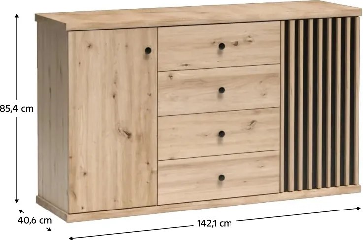 KOLI C-4 komoda, remeselnícky dub