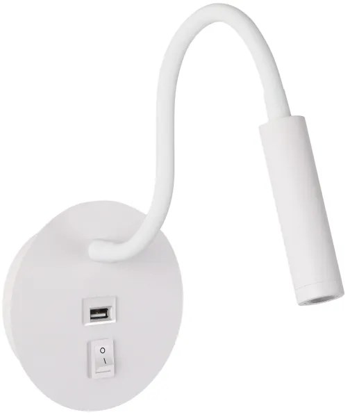 Brilagi - LED Flexibilná nástenná lampa s USB portom MAYA LED/3W/230V biela
