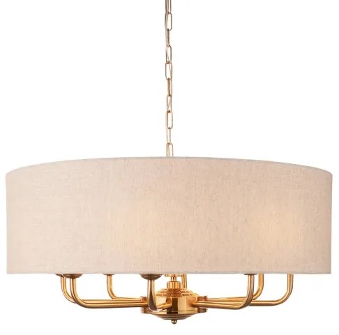 Endon 110727 - Luster na reťazi HIGHCLERE 8xE14/40W/230V béžová/mosadz priemer 70 cm