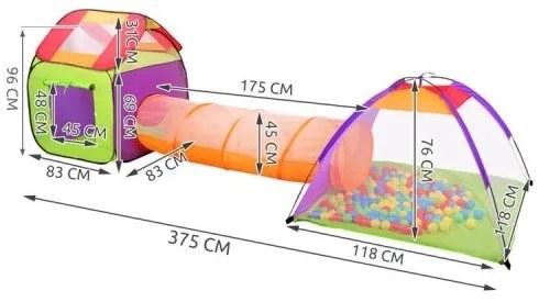 Detský stan + 200 loptičiek Iso Trade - 2881