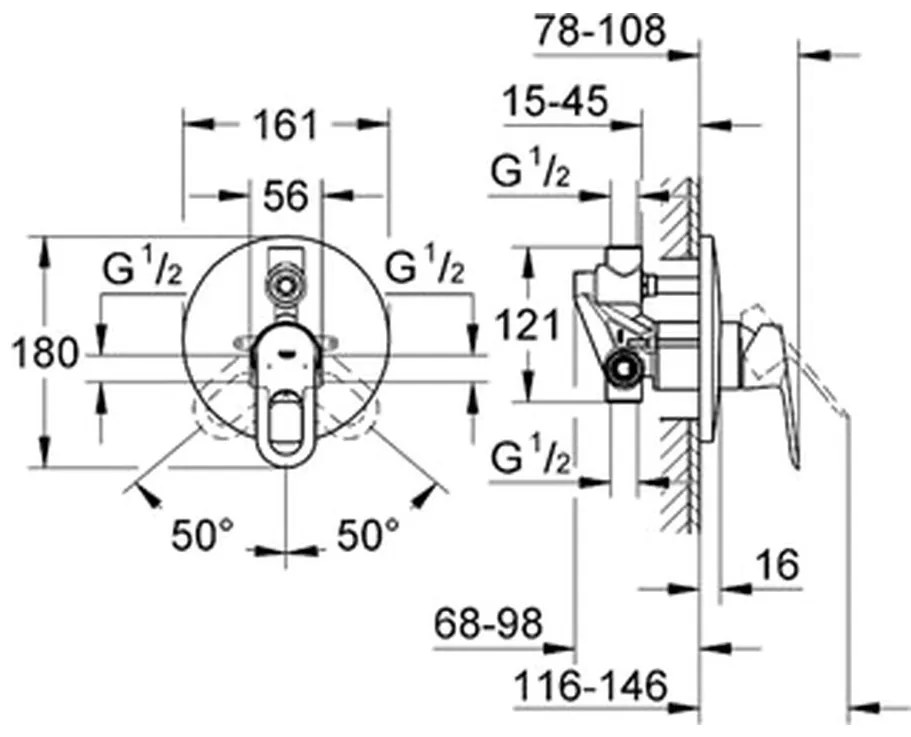 GROHE BauLoop - Páková vaňová batéria, komplet, chróm 29081000