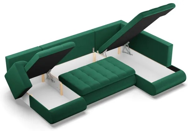 Sedacia súprava FORESTA Kronos v tvare U, pravá fľaškovo zelená