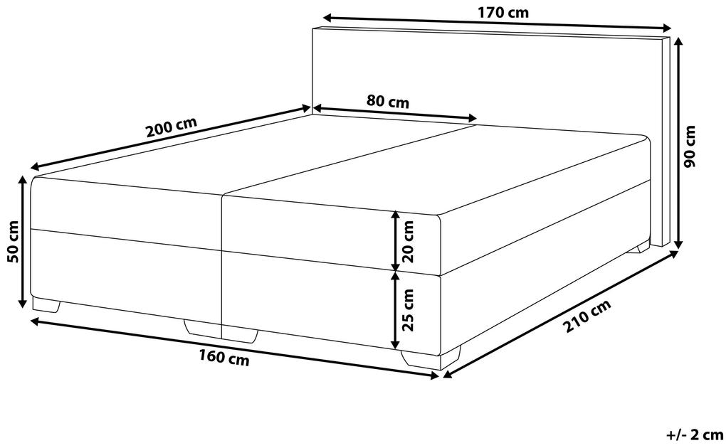 Čalúnená kontinentálna posteľ béžová 160x200 cm PRESIDENT Beliani