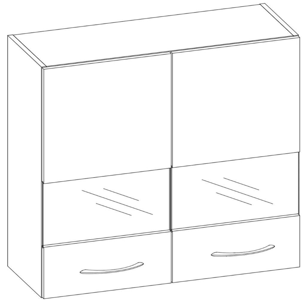 Závěsná kuchyňská skříňka Livia 80 cm prosklená dub sonoma