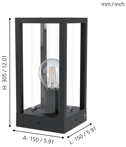 Eglo 98714 - Vonkajšia lampa CASCINETTA 1xE27/40W/230V IP54