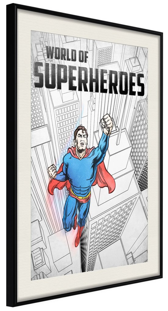 Artgeist Plagát - World of Superheroes [Poster] Veľkosť: 20x30, Verzia: Zlatý rám s passe-partout