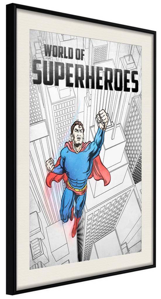 Artgeist Plagát - World of Superheroes [Poster] Veľkosť: 30x45, Verzia: Zlatý rám