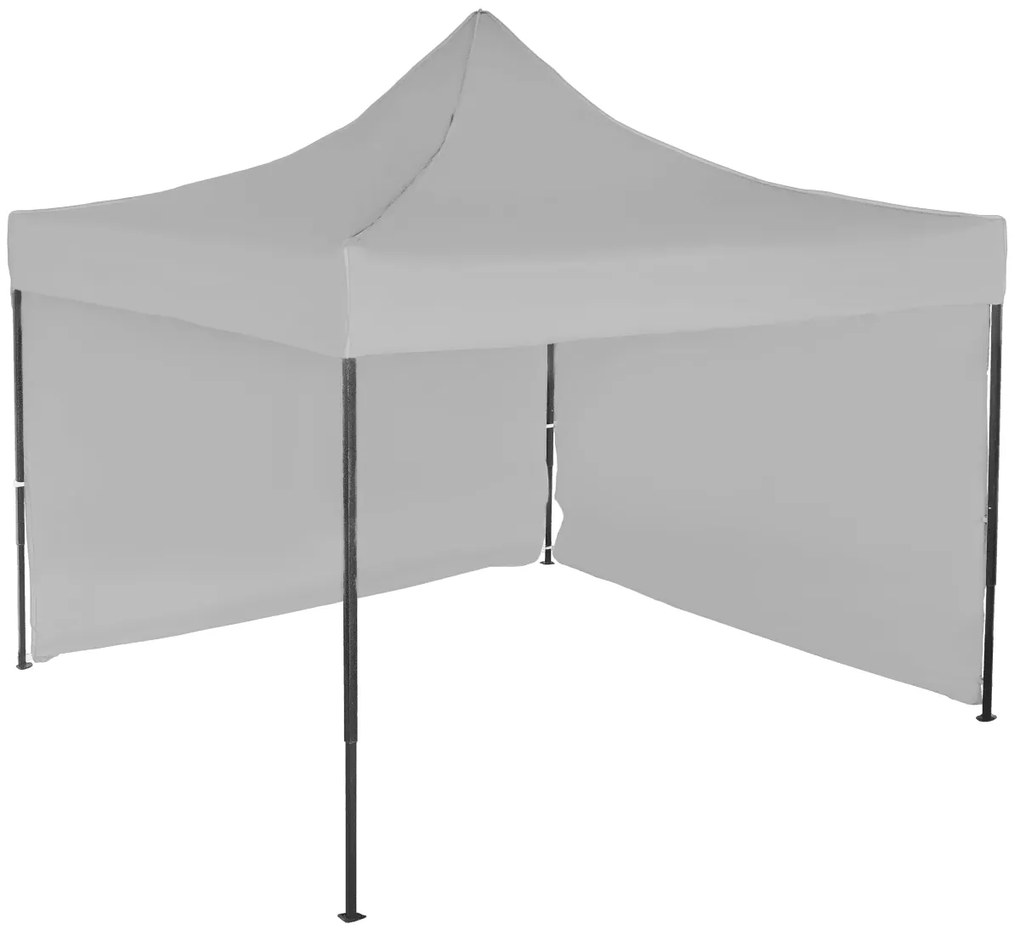 Rýchlorozkladací nožnicový stan 3x3m – oceľový, 2 bočné plachty, Sivá / antracitová