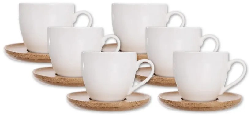 Biele porcelánové šálky v súprave 6 ks na cappuccino/s tanierikom 110 ml Whiteline – Orion