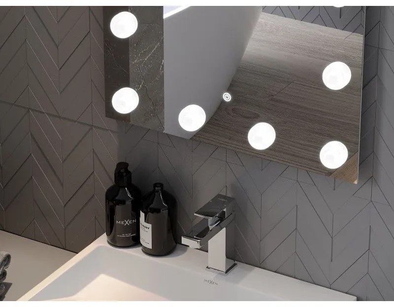 Mexen Dona, LED kúpeľňové zrkadlo s podsvietením 120 x 80 cm, 6000K, ochrana proti zahmlievaniu, 9818-120-080-611-00