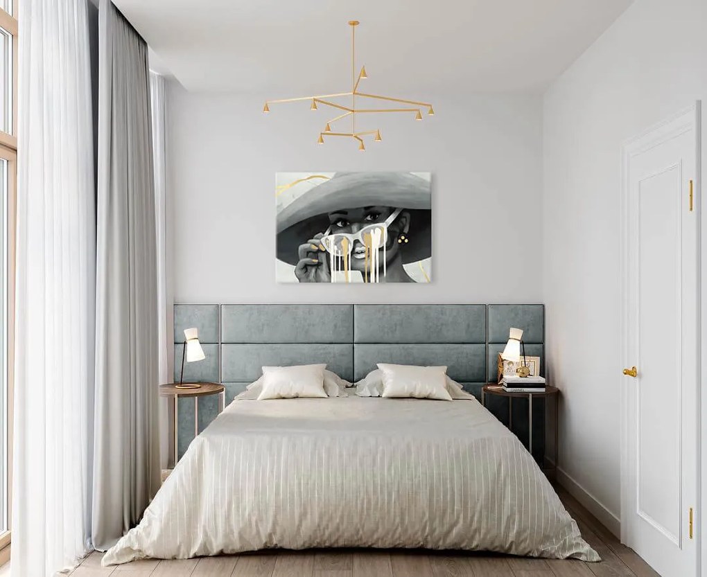 Obrazy na plátne - PREMIUM ART – Žena v klobúku 100x140 cm