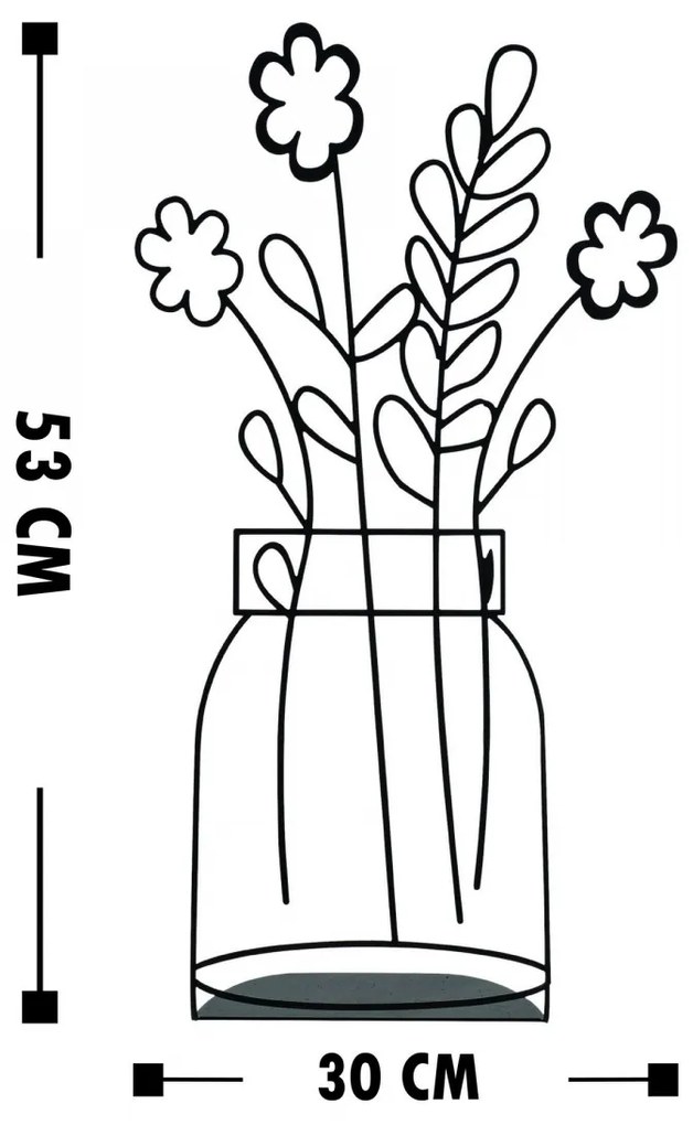 Kovová dekorácia Flowerpot XI 53 cm čierna