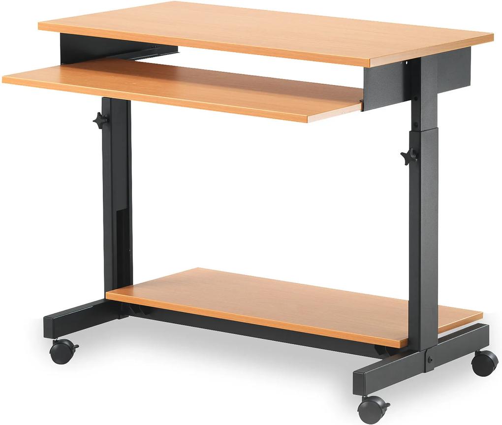 Počítačový stôl Logic, výškovo nastaviteľný, 880x500 mm, buk/čierna