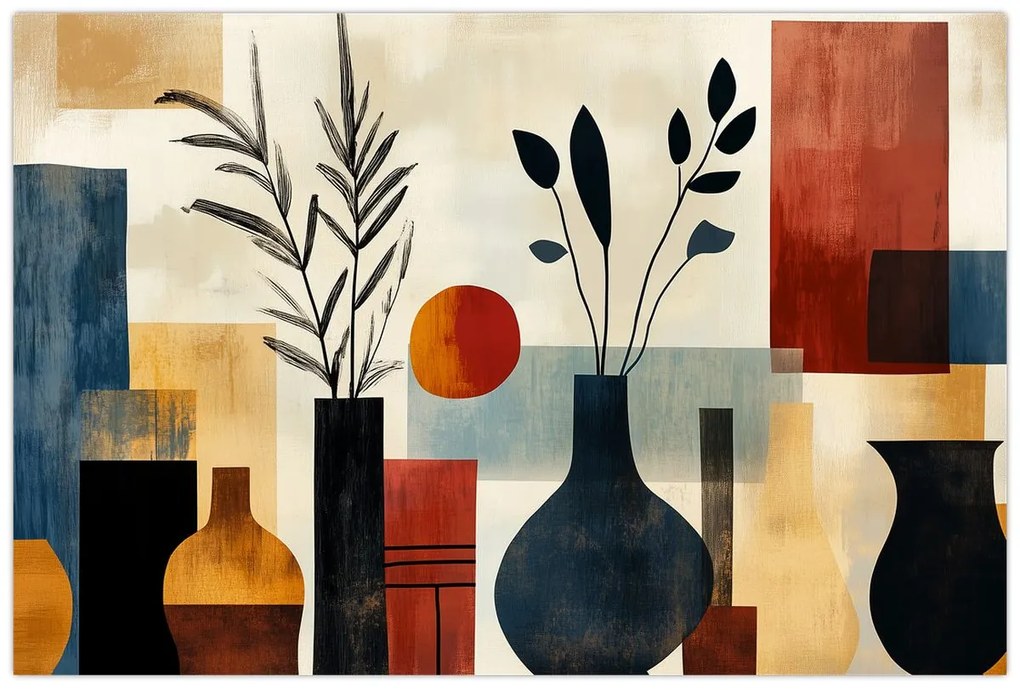 Obraz - Kubistické vázy (90x60 cm)