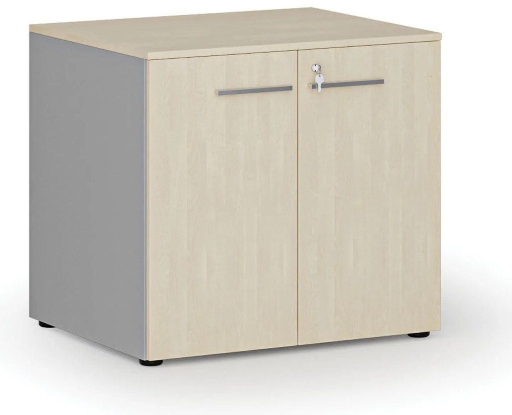 Kancelárska skriňa s dverami PRIMO GRAY, 800 x 640 x 735 mm, sivá/breza