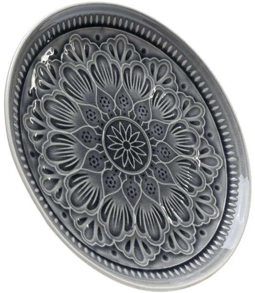 Sicilia Mandala tanier sivý Ø27cm