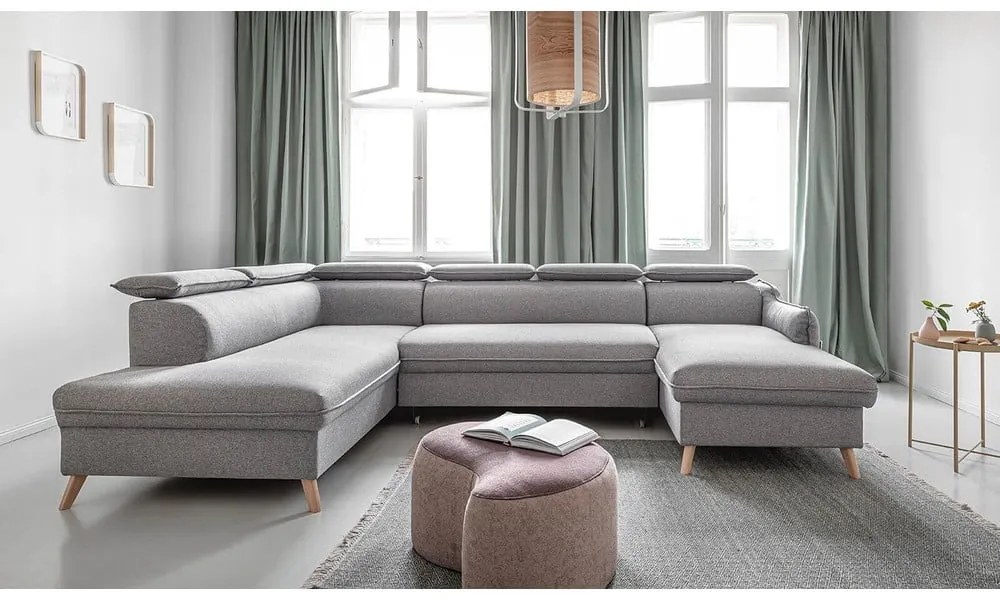 Svetlosivá rozkladacia rohová pohovka (ľavý roh) Sweet Harmony – Miuform