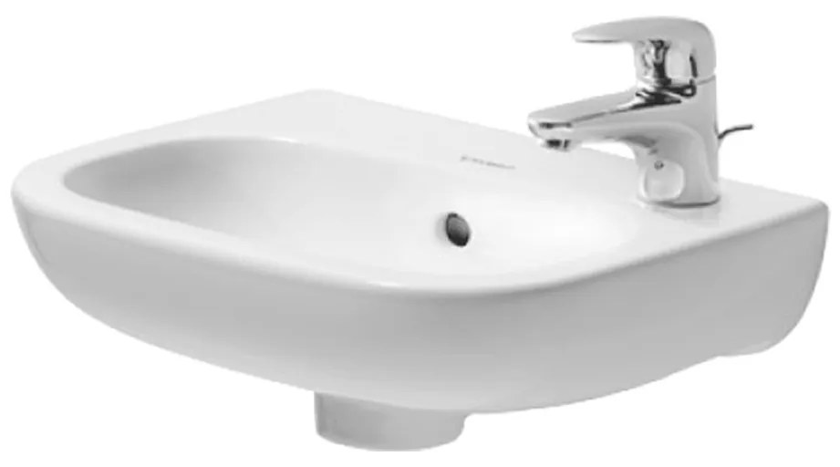 Duravit D-Code - Umývadielko 360x270 mm, otvor na batériu vľavo, biela 07053600092