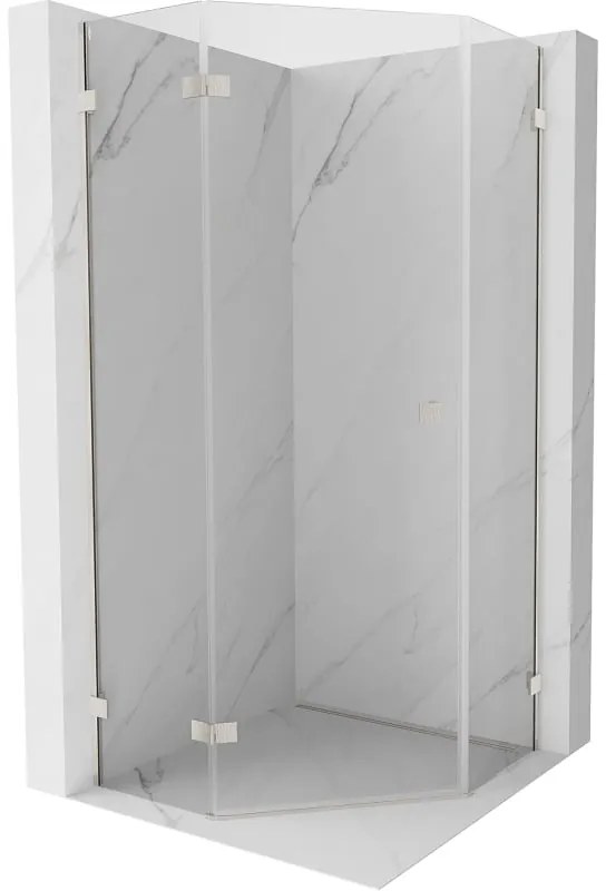 Mexen Lunar, Päťuholníkový sprchový kút Mexen Lunar s výklopným ľavým oknom 100 x 100 cm, 8mm číre sklo, oceľový profil, 831-100L-100P-97-00-L