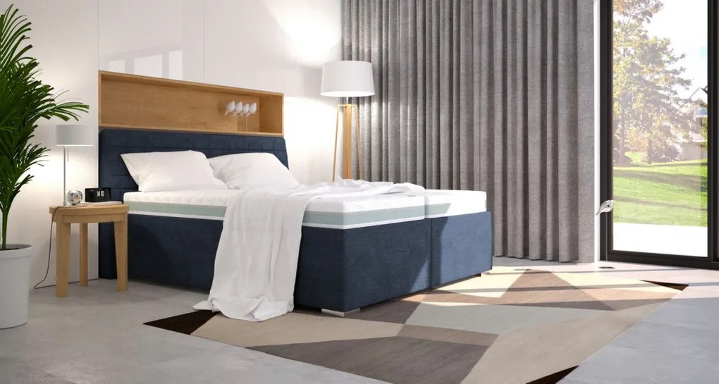 Posteľ Rita 180x200 cm, námornícka modrá látka