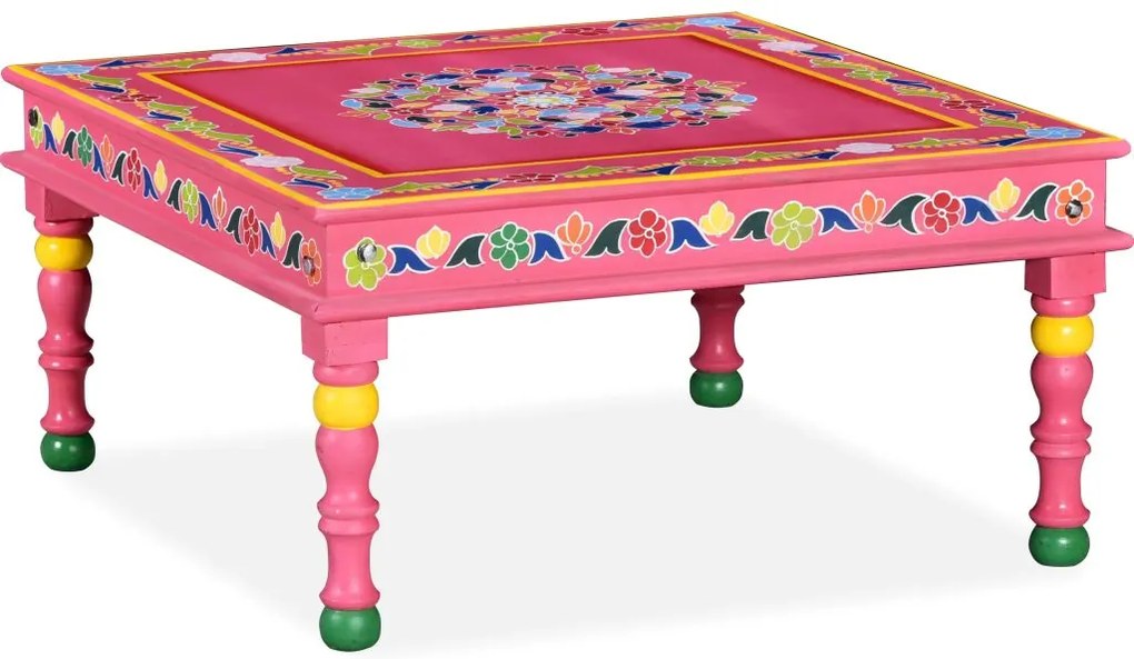 244837 Edco Ručne maľovaný konferenčný stolík, mangové drevo, ružový