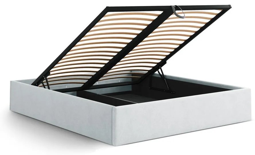 Svetlosivá čalúnená dvojlôžková posteľ s úložným priestorom/bez čela s roštom 160x200 cm Susan – Micadoni