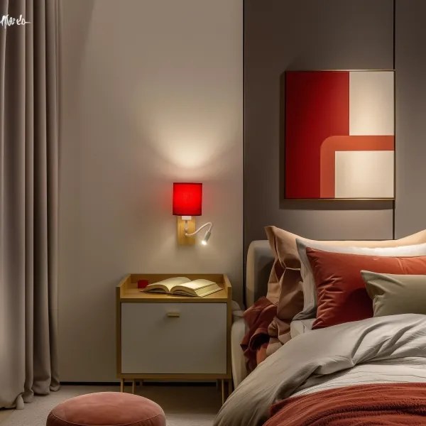 Brilagi - LED Nástenná lampa NUBILA WOOD 1xE27/25W/230V + LED/3W dub/červená