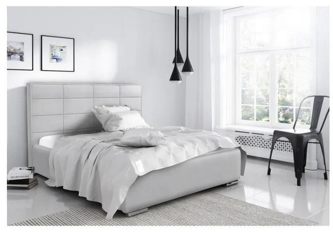 Elegantná manželská posteľ Caffara 160x200, šedá, jemná poťahová látka