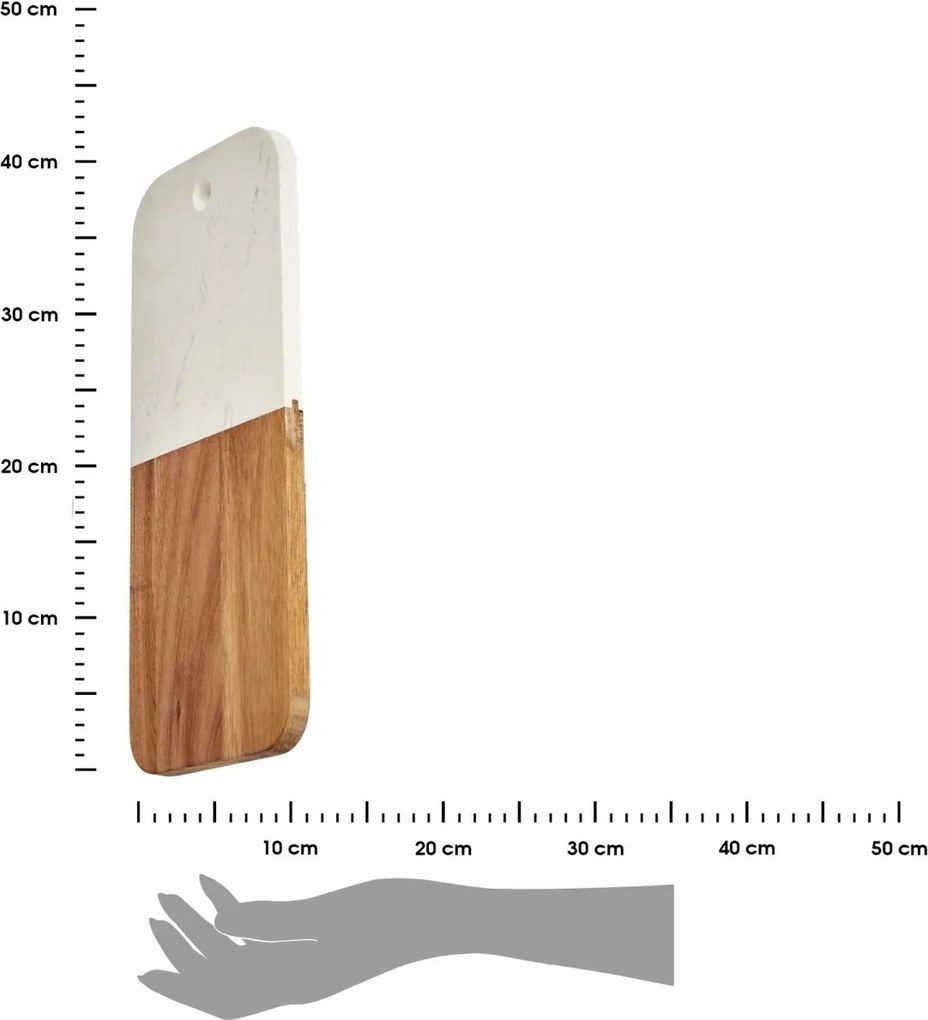 Doska na krájanie PREPPY 38x18 cm z masívu/biely mramor